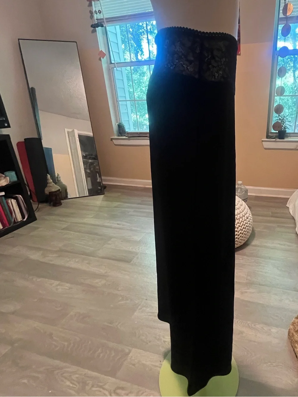 Zara Black Maxi Slip Skirt with Lace Waist - Picture 5 of 5
